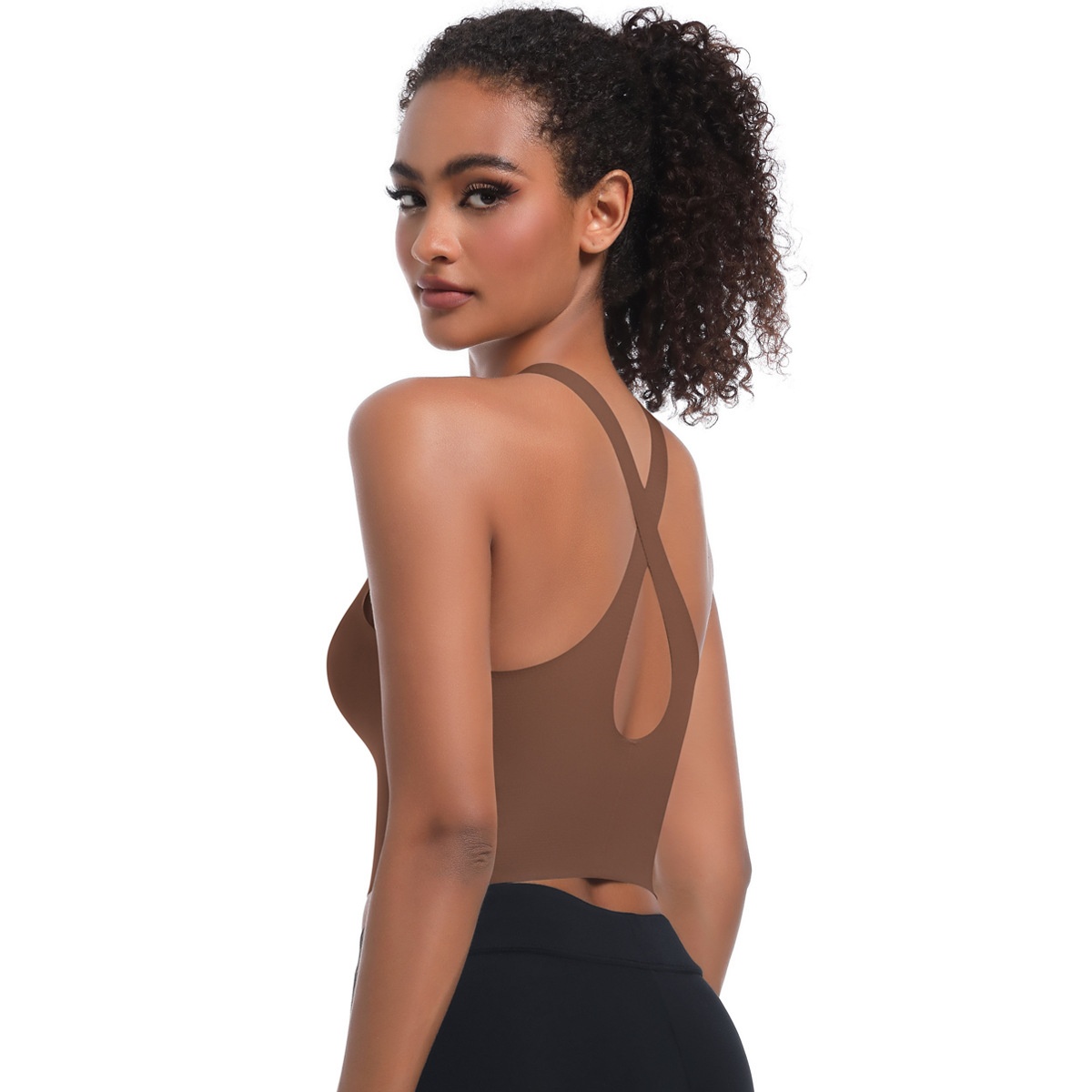 New Seamless Solid Color Sports Bra Running, Sweat-Absorbing, Breathable, Double-Layer Anti-See-Through Backless Yoga_desvips.com