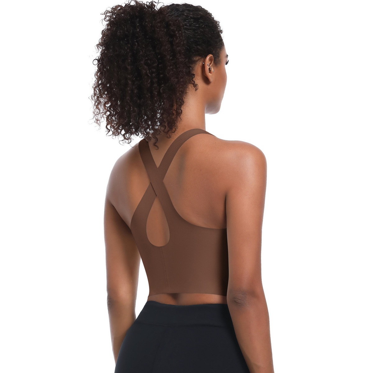 New Seamless Solid Color Sports Bra Running, Sweat-Absorbing, Breathable, Double-Layer Anti-See-Through Backless Yoga_desvips.com