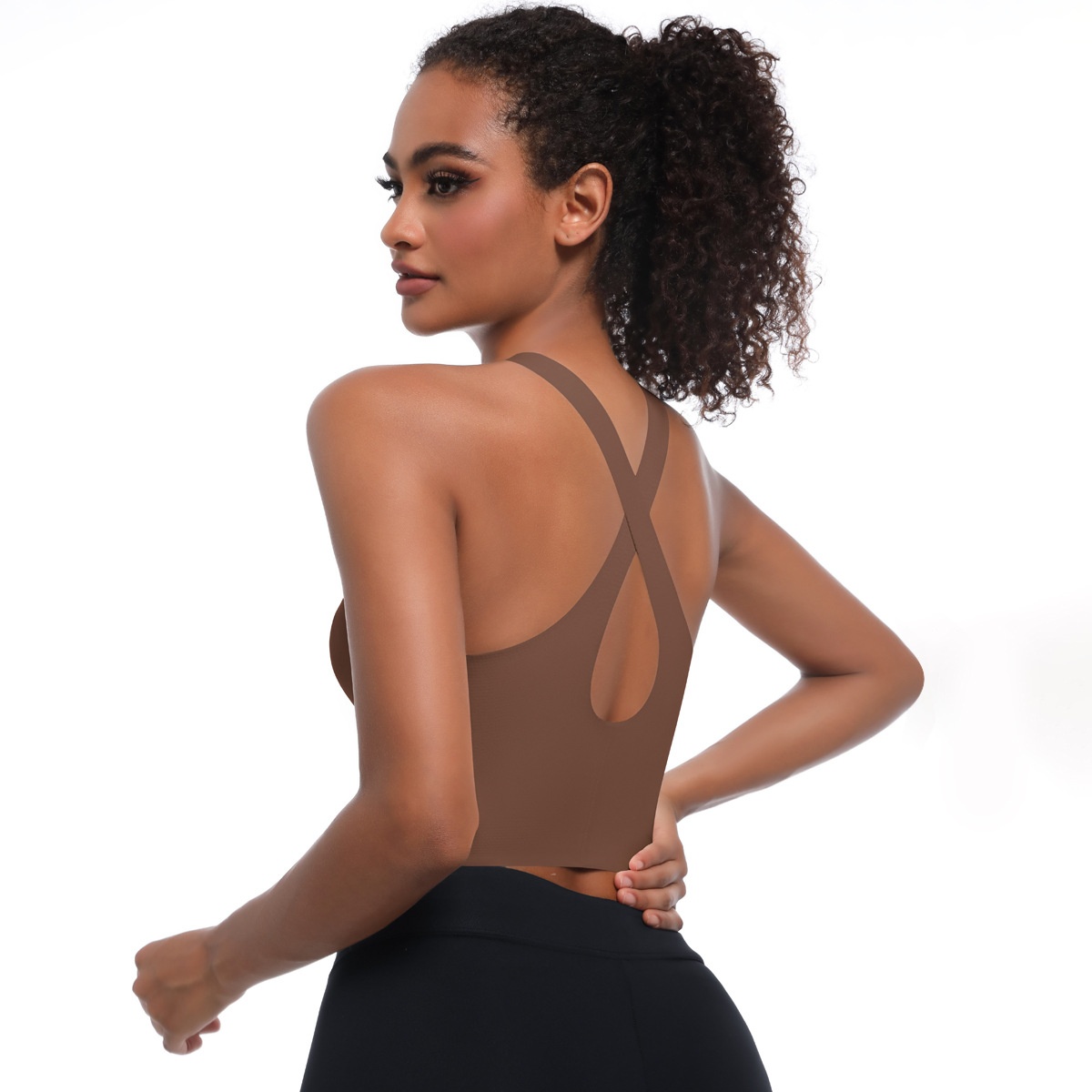 New Seamless Solid Color Sports Bra Running, Sweat-Absorbing, Breathable, Double-Layer Anti-See-Through Backless Yoga_desvips.com