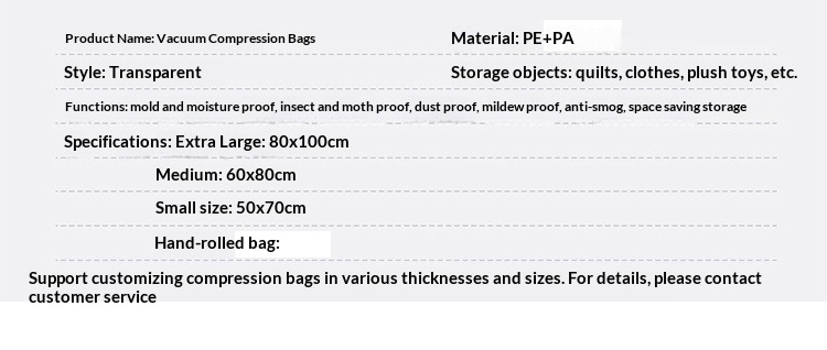 Lillian Single Pack Large Vacuum Compression Quilt Clothes Packing Organizer Dustproof Storage Bag_voghion.com