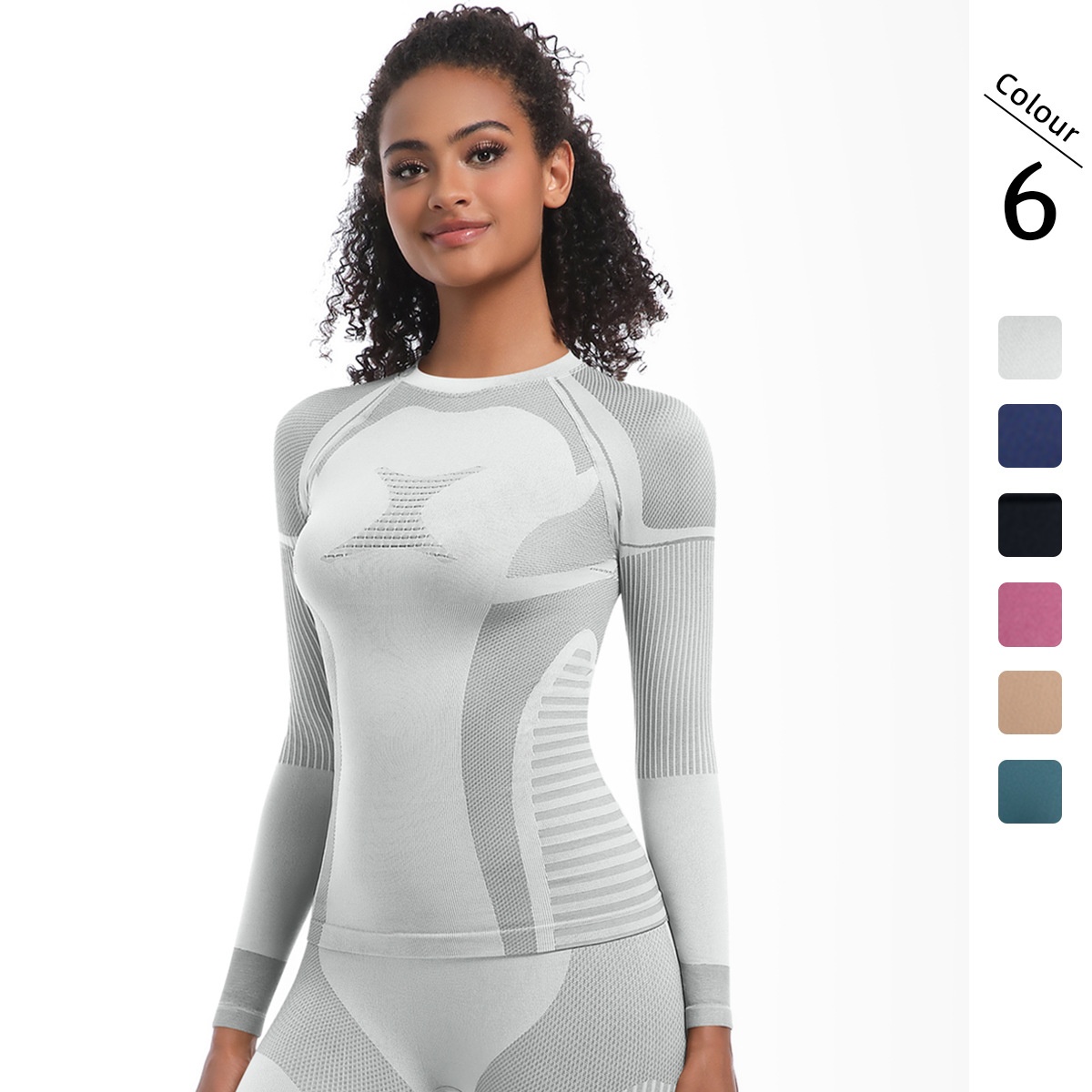 Cross-Border New Seamless Knitted Long Tight-Fitting High Elastic Ski Long-Sleeved Sports Running Fitness Yoga Suit Top_voghion.com