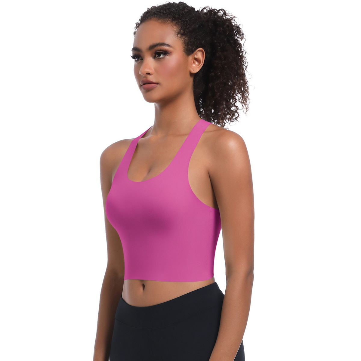 New Seamless Solid Color Sports Bra Running, Sweat-Absorbing, Breathable, Double-Layer Anti-See-Through Backless Yoga_desvips.com