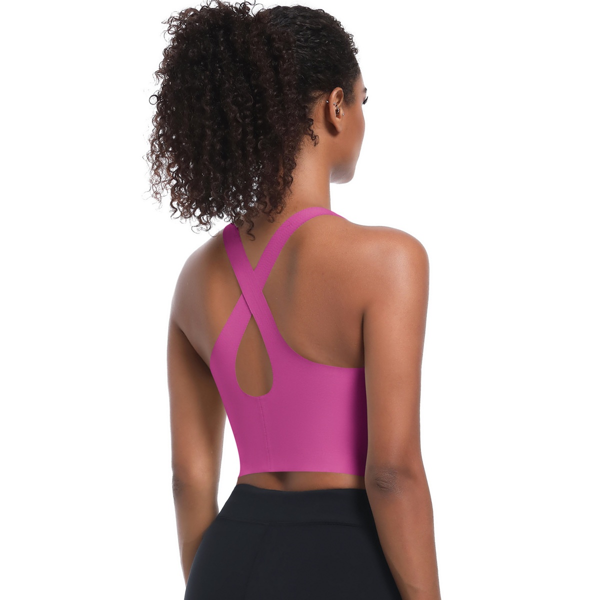 New Seamless Solid Color Sports Bra Running, Sweat-Absorbing, Breathable, Double-Layer Anti-See-Through Backless Yoga_desvips.com