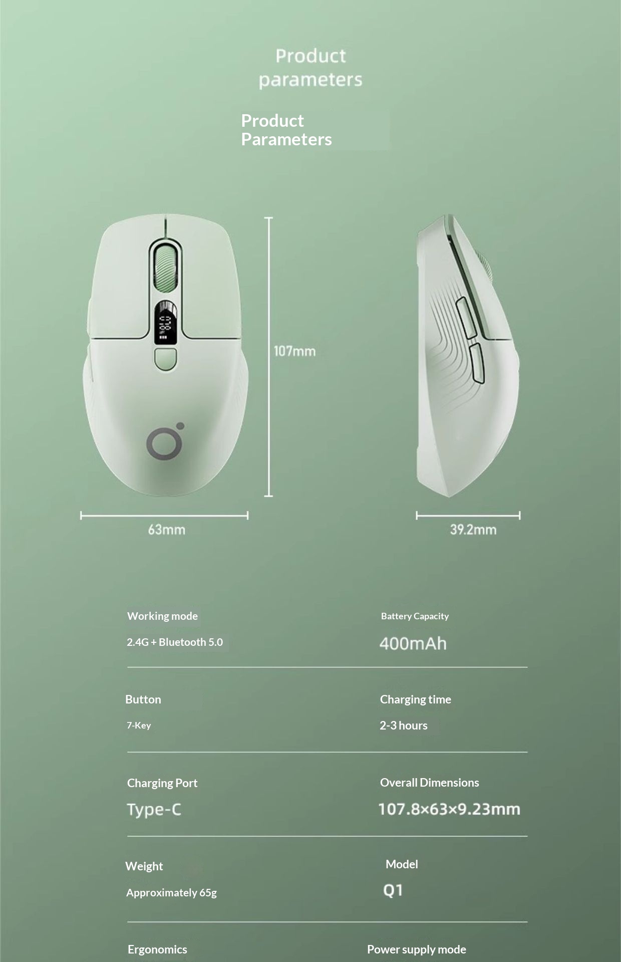 Digitex Forerunner Q1 Kablosuz Bluetooth Fare, Ekranlı, Şarj Edilebilir, Dizüstü Bilgisayar, Ofis, Sessiz, Oyun, Evrensel,_voghion.com