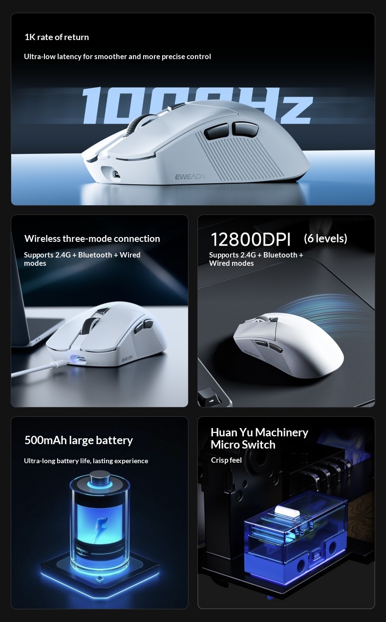 Digitex Digitex Forerunner GS01 Wireless Mouse Gaming Bluetooth Lightweight Wired Three-Mode Computer Office Large Hand_voghion.com