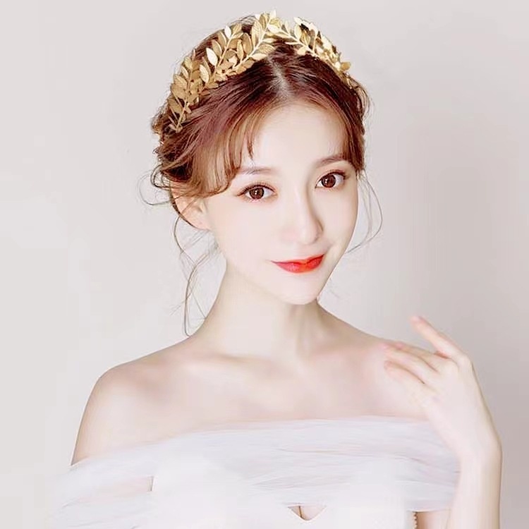 Diadema de hojas para novia, estilo barroco, estilo europeo y americano, ideal como regalo de boda, accesorios para el cabello, venta al por mayor._voghion.com