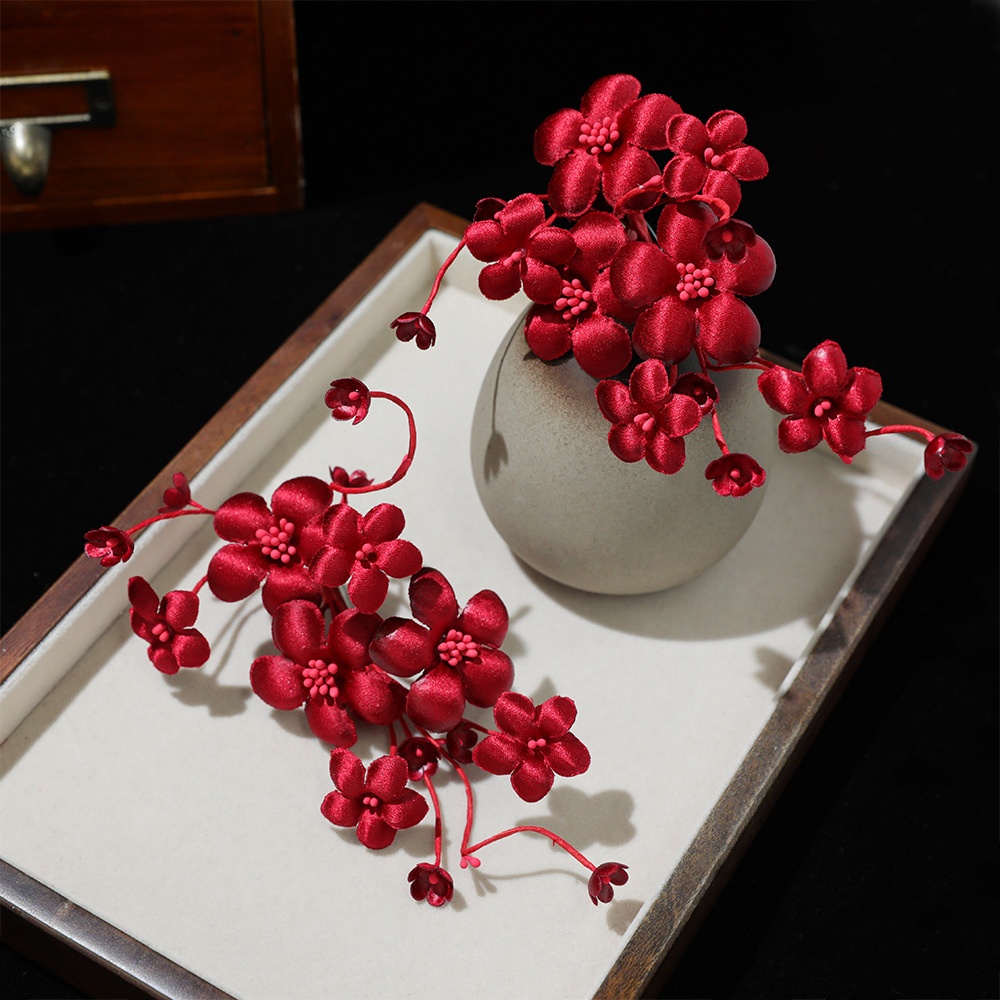 Lillian 2025 Neue, exquisite, handgefertigte Vintage-Haarspange mit roter Blume – ein exklusives Accessoire für Brautfotos._voghion.com