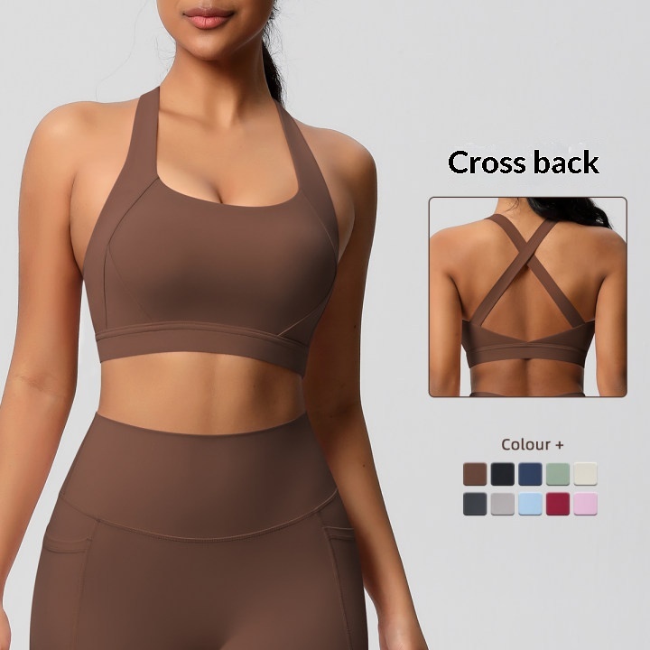 New Cross-Border Brushed Vest Sports Bra Shockproof High-Intensity Pilates Running Fitness Yoga Clothing_voghion.com
