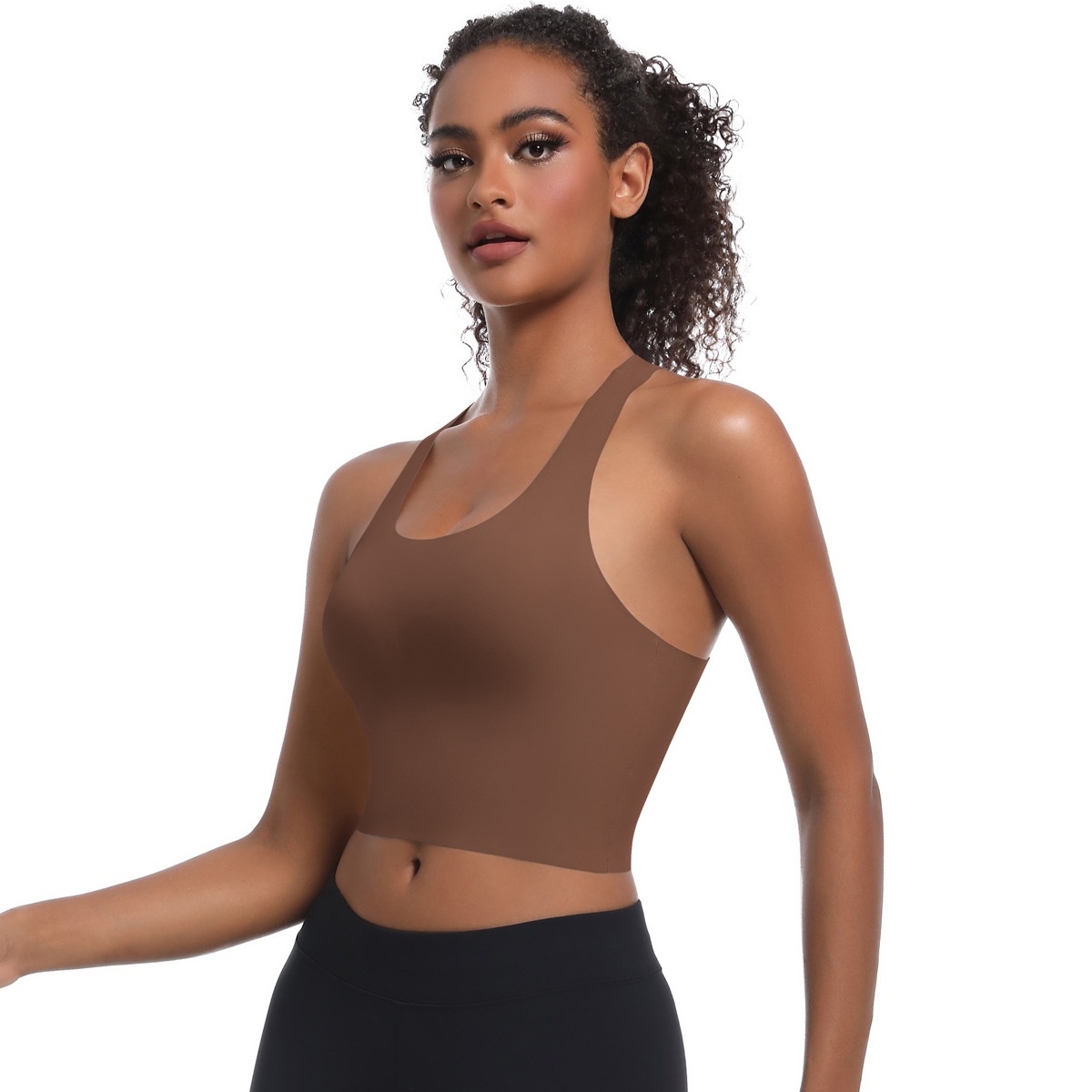 New Seamless Solid Color Sports Bra Running, Sweat-Absorbing, Breathable, Double-Layer Anti-See-Through Backless Yoga_desvips.com