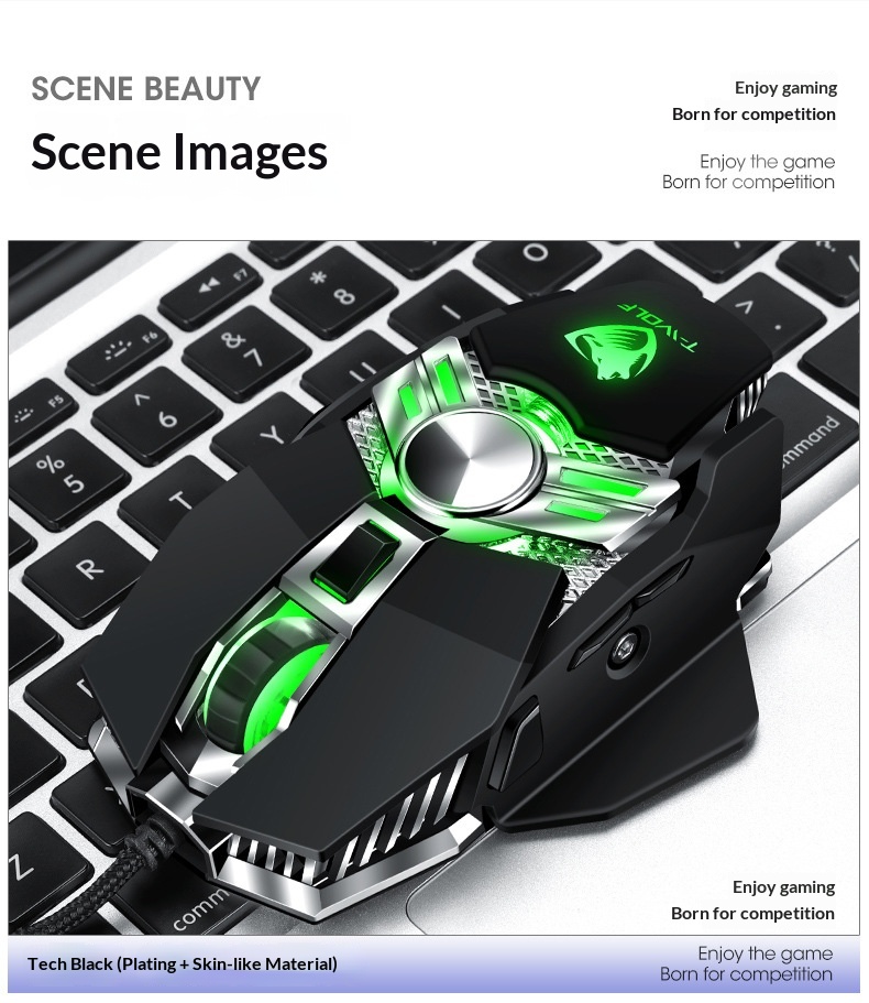 Digitex Digitex Thunderwolf V10 Luminous Weighted Gaming Desktop USB Wired Mouse Ro Definition_voghion.com