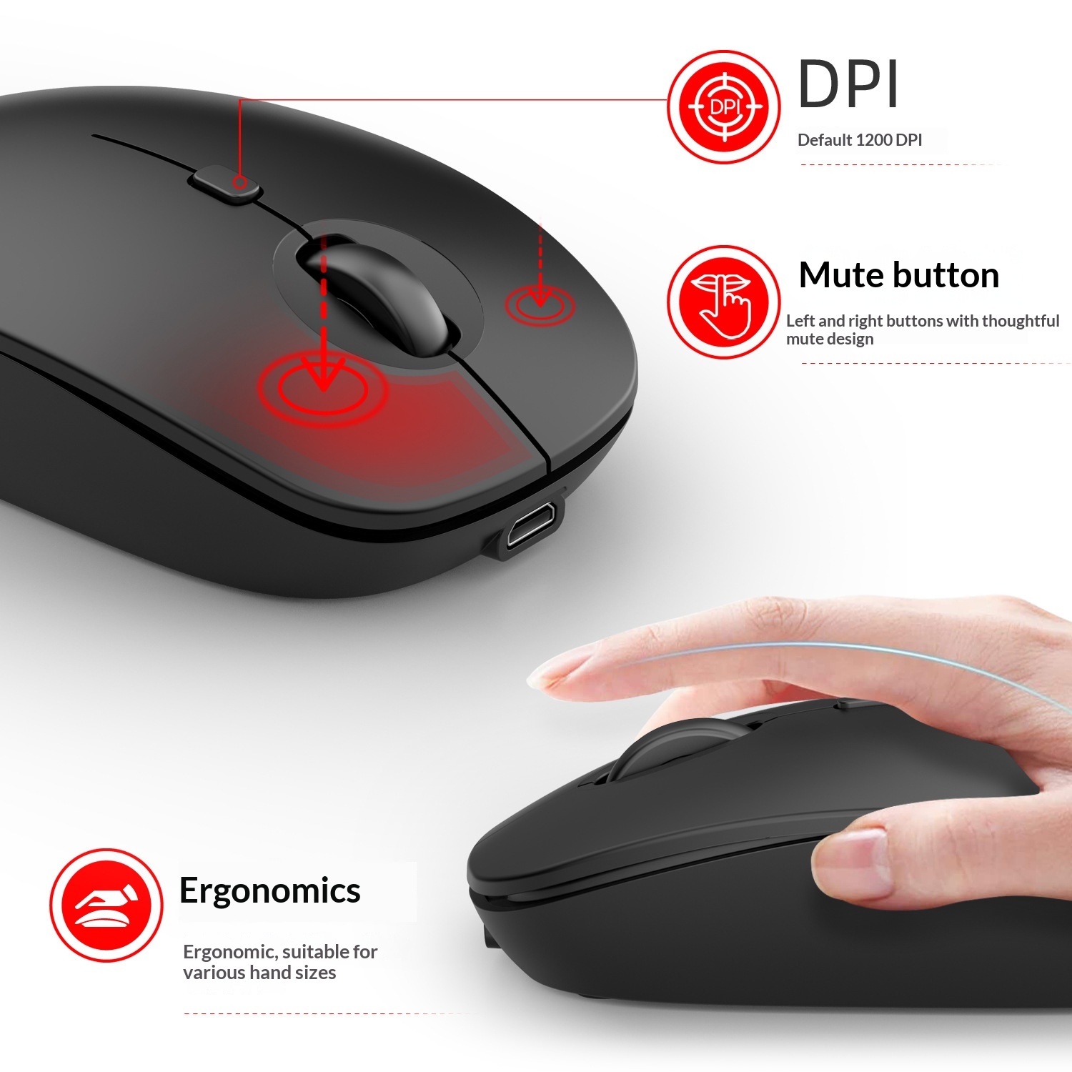 Digitex Digitex Bluetooth Three-Mode 2.4G+BT5.0+BT3.0 Buy Big Get Small Button Computer Wireless Ergonomic Mouse_voghion.com
