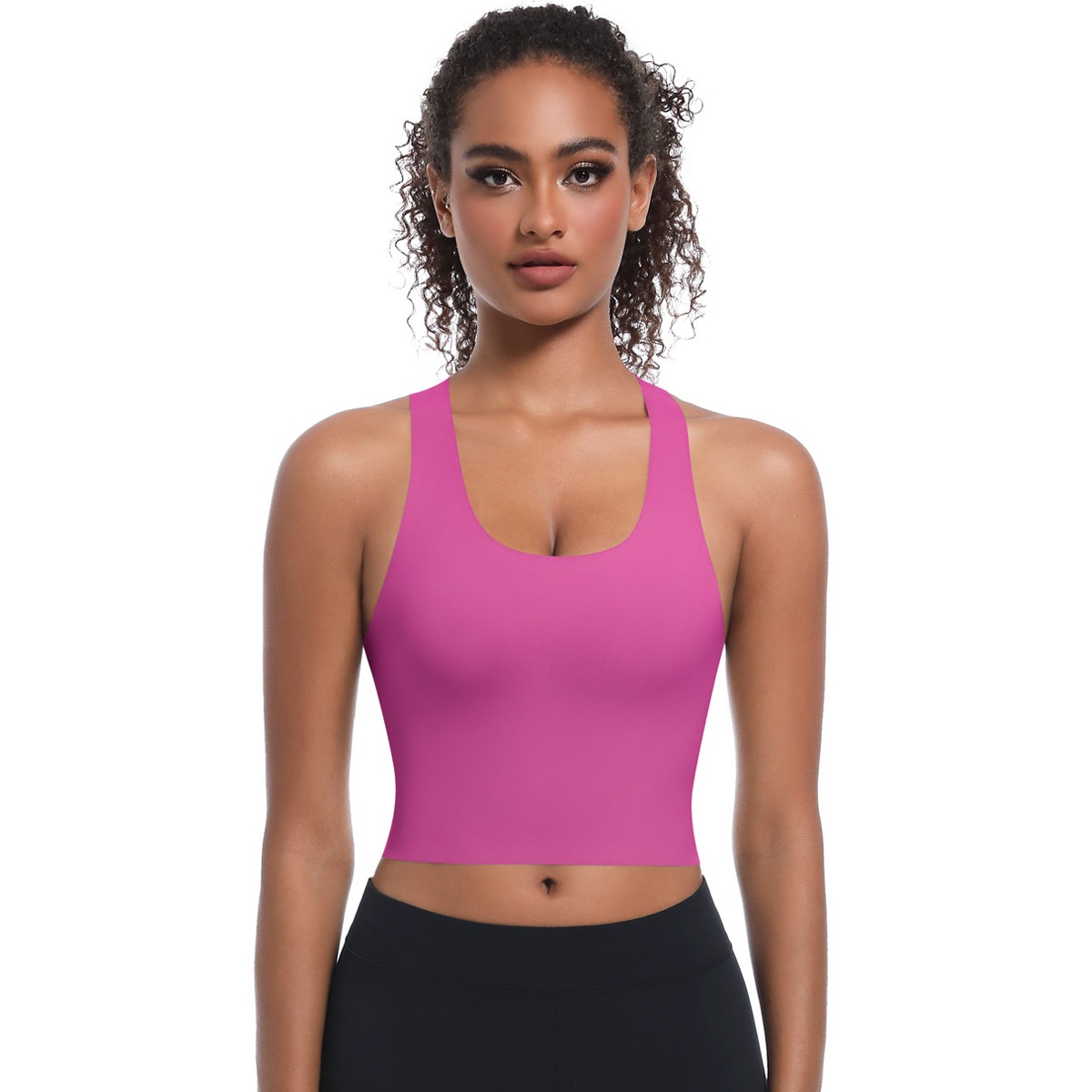 New Seamless Solid Color Sports Bra Running, Sweat-Absorbing, Breathable, Double-Layer Anti-See-Through Backless Yoga_desvips.com