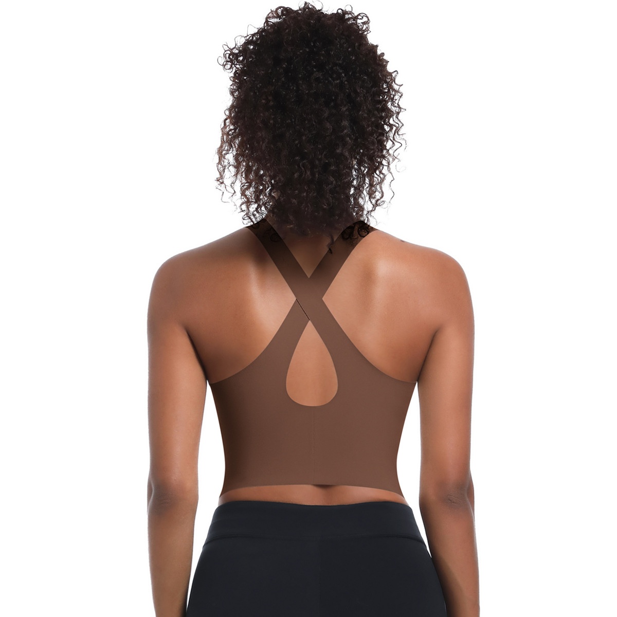 New Seamless Solid Color Sports Bra Running, Sweat-Absorbing, Breathable, Double-Layer Anti-See-Through Backless Yoga_desvips.com