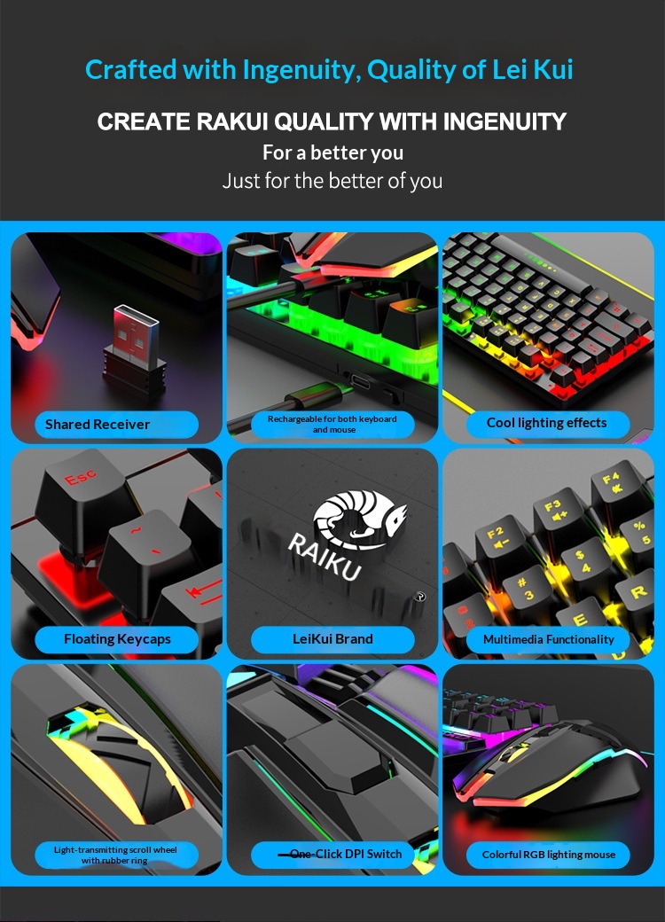 Digitex Digitex RAIKU R905 Wireless Charging Gaming Illuminated Keyboard And Mouse Set_voghion.com