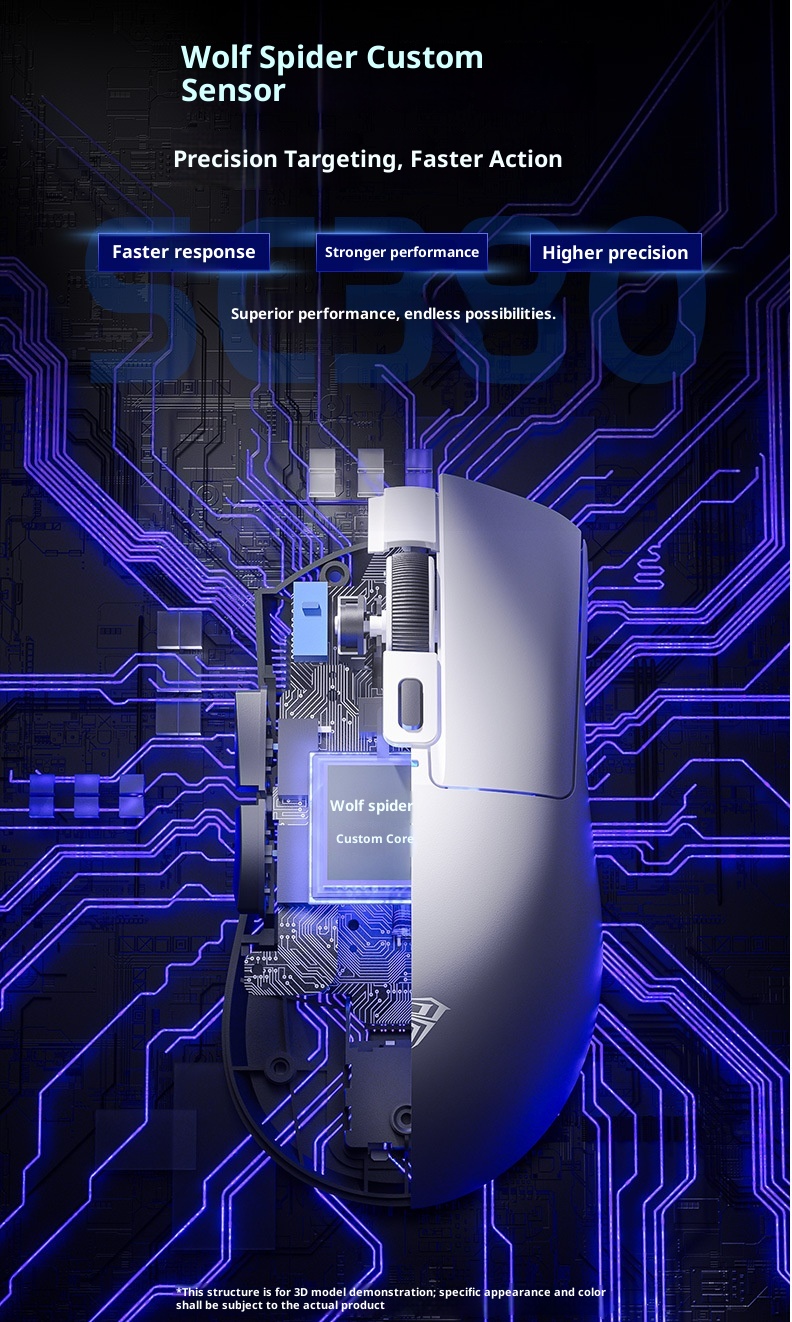 Digitex Digitex Wolf Spider SC380 Wireless Bluetooth Three-Mode Mouse Gaming Lightweight RGB Programmable Laptop Desktop Rechargeable_voghion.com