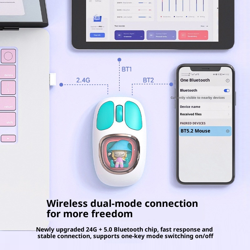 Digitex Digitex Girls Mouse Silent Office Computer Notebook Rechargeable Game Bluetooth Mobile Phone Tablet Wireless Dual Mode_voghion.com