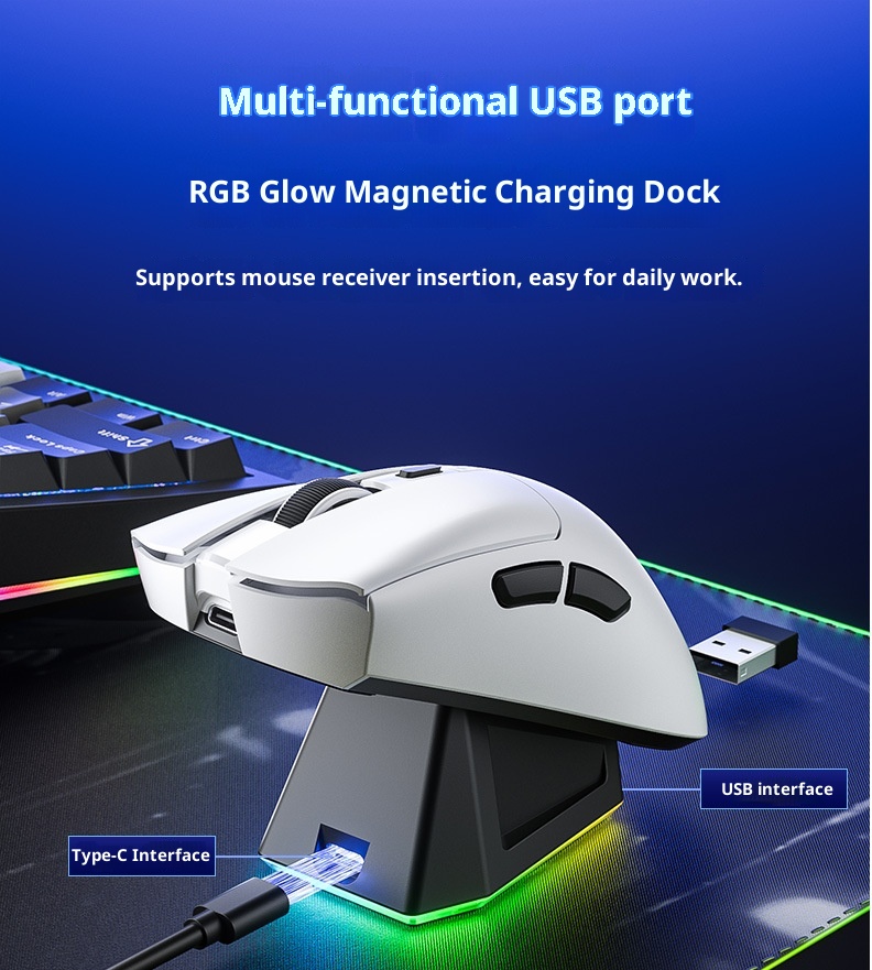 Digitex Digitex Wolf Spider SC380 Wireless Bluetooth Three-Mode Mouse Gaming Lightweight RGB Programmable Laptop Desktop Rechargeable_voghion.com