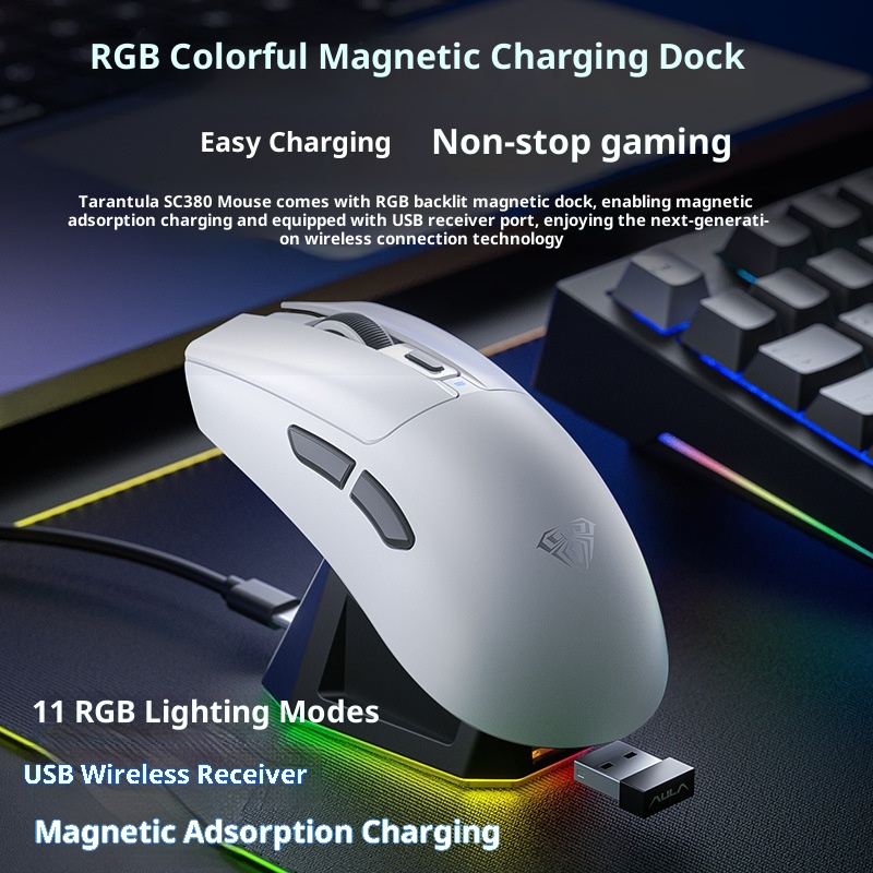 Digitex Digitex Wolf Spider SC380 Wireless Bluetooth Three-Mode Mouse Gaming Lightweight RGB Programmable Laptop Desktop Rechargeable_voghion.com