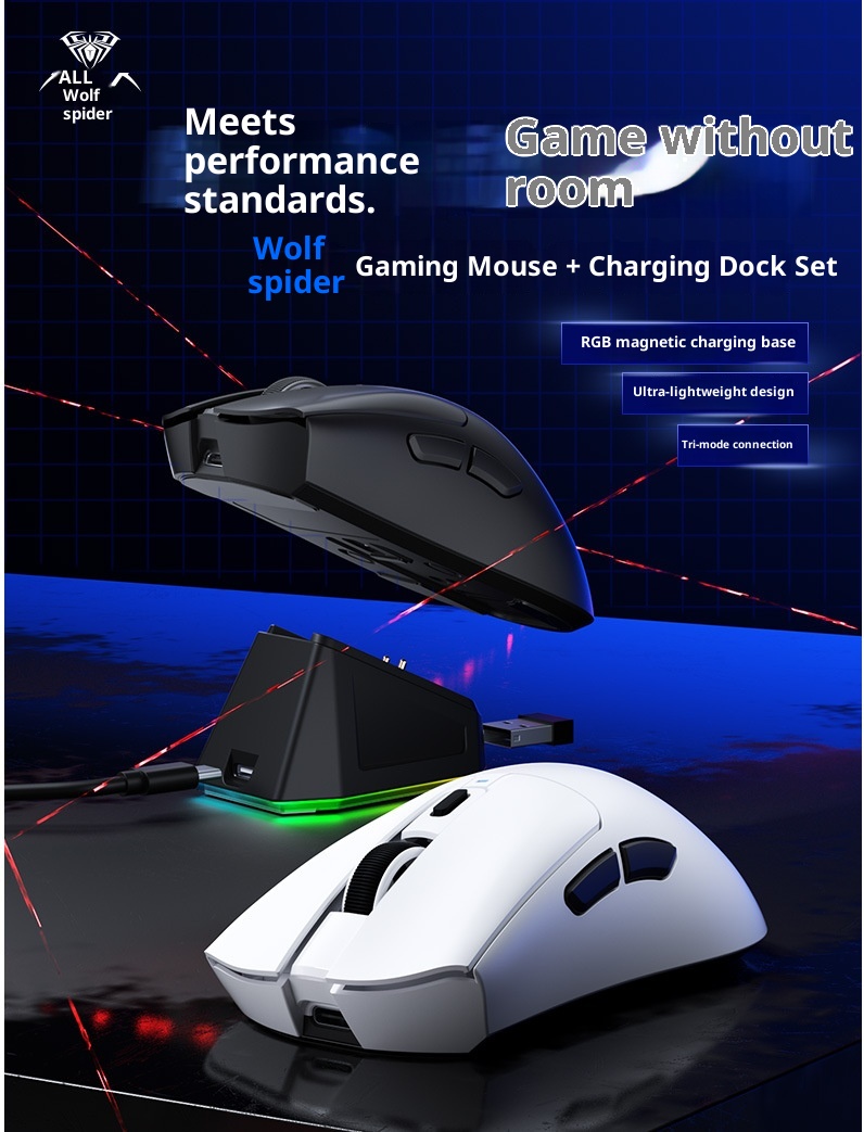 Digitex Digitex Wolf Spider SC380 Wireless Bluetooth Three-Mode Mouse Gaming Lightweight RGB Programmable Laptop Desktop Rechargeable_voghion.com