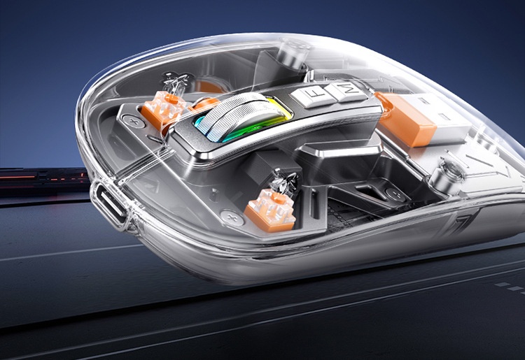 Ratón Digitex M135 con pantalla inteligente, transparente, de aleación, inalámbrico, Bluetooth, tres modos, para armar uno mismo._voghion.com