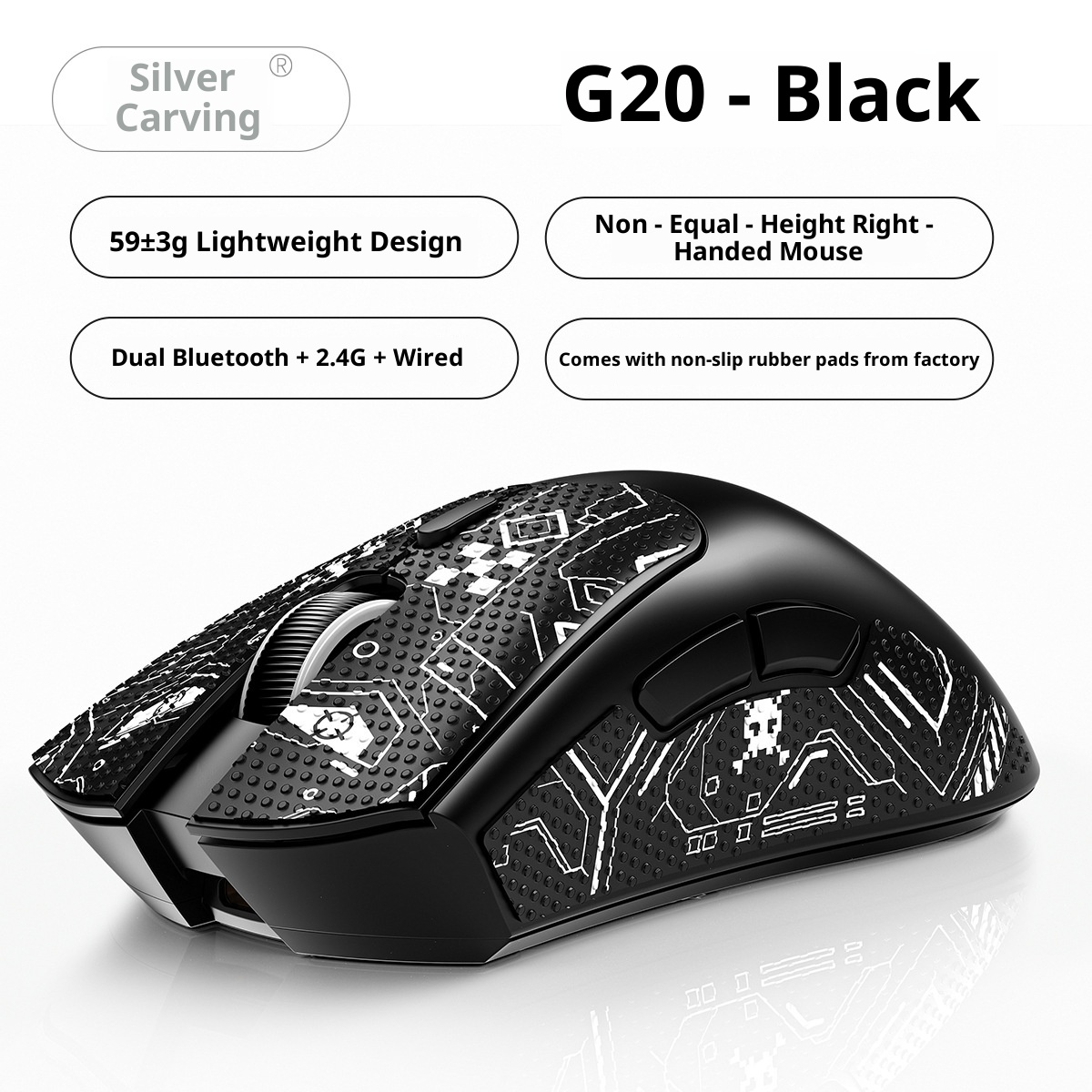 Digitex Digitex Silver Eagle G20 Bluetooth Wireless Three-Mode Lightweight Mouse Gaming E-Sports Desktop Computer RGB Wired_voghion.com