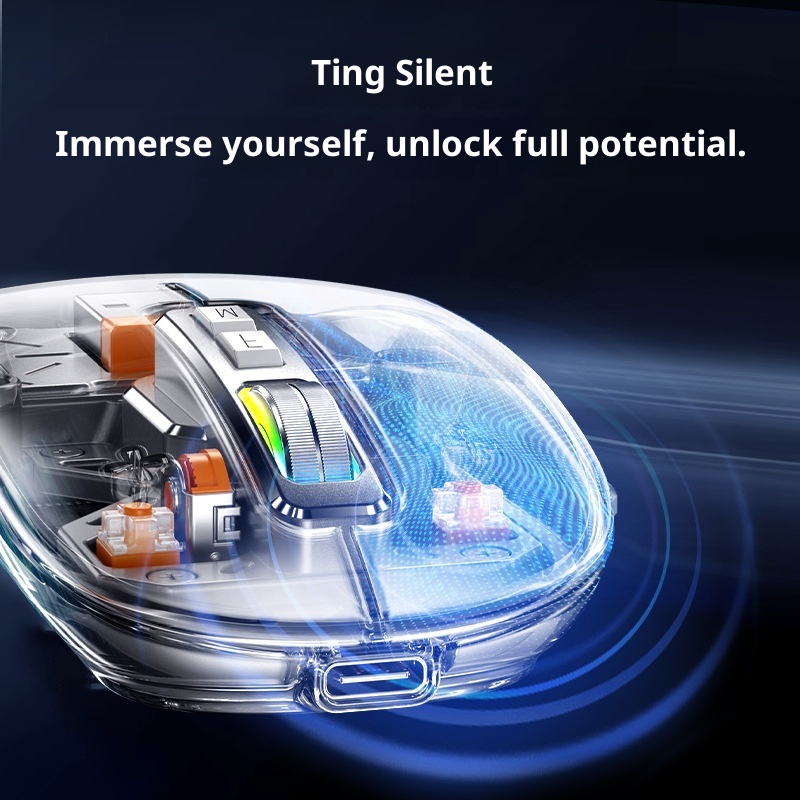 Ratón Digitex M135 con pantalla inteligente, transparente, de aleación, inalámbrico, Bluetooth, tres modos, para armar uno mismo._voghion.com