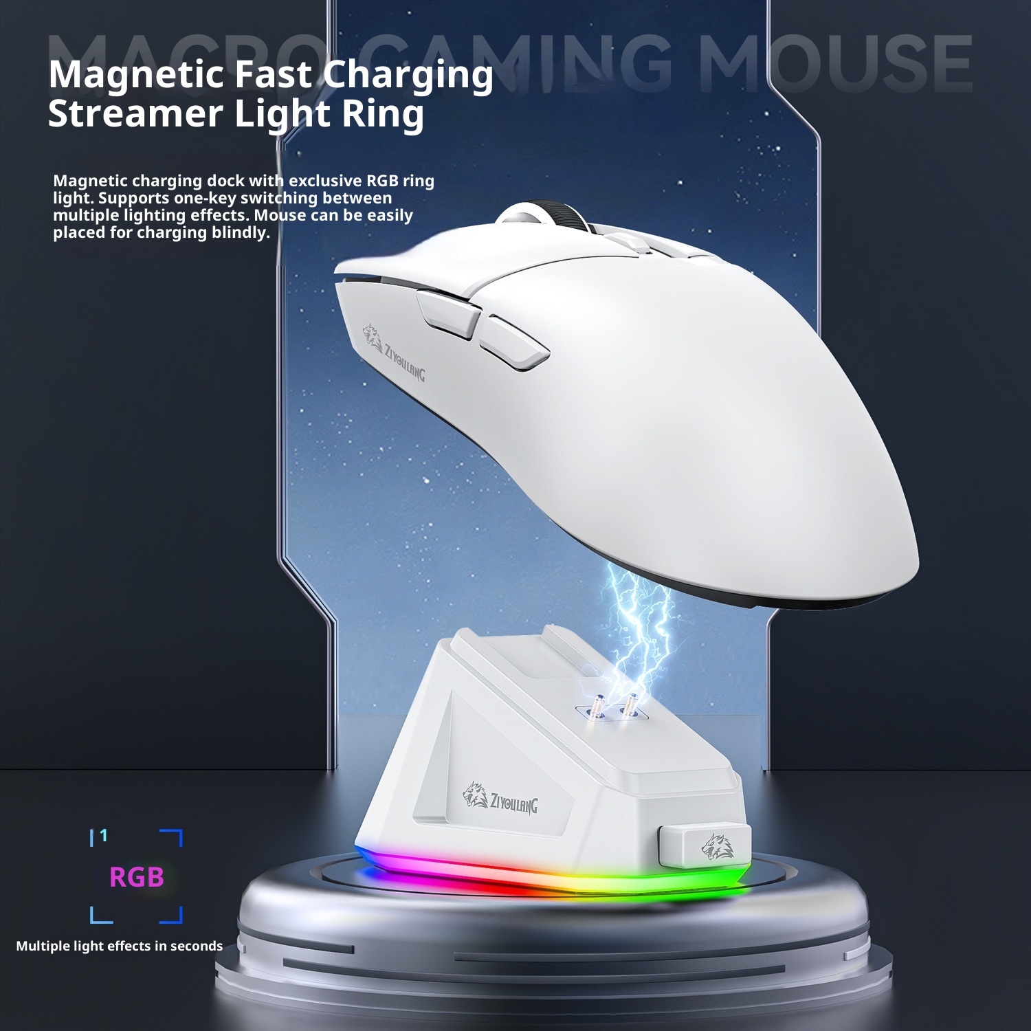 Digitex Free Wolf X2 Lightweight PAW3311 draadloze Bluetooth gamingmuis met drie modi en oplaadstation met RGB-verlichting_voghion.com