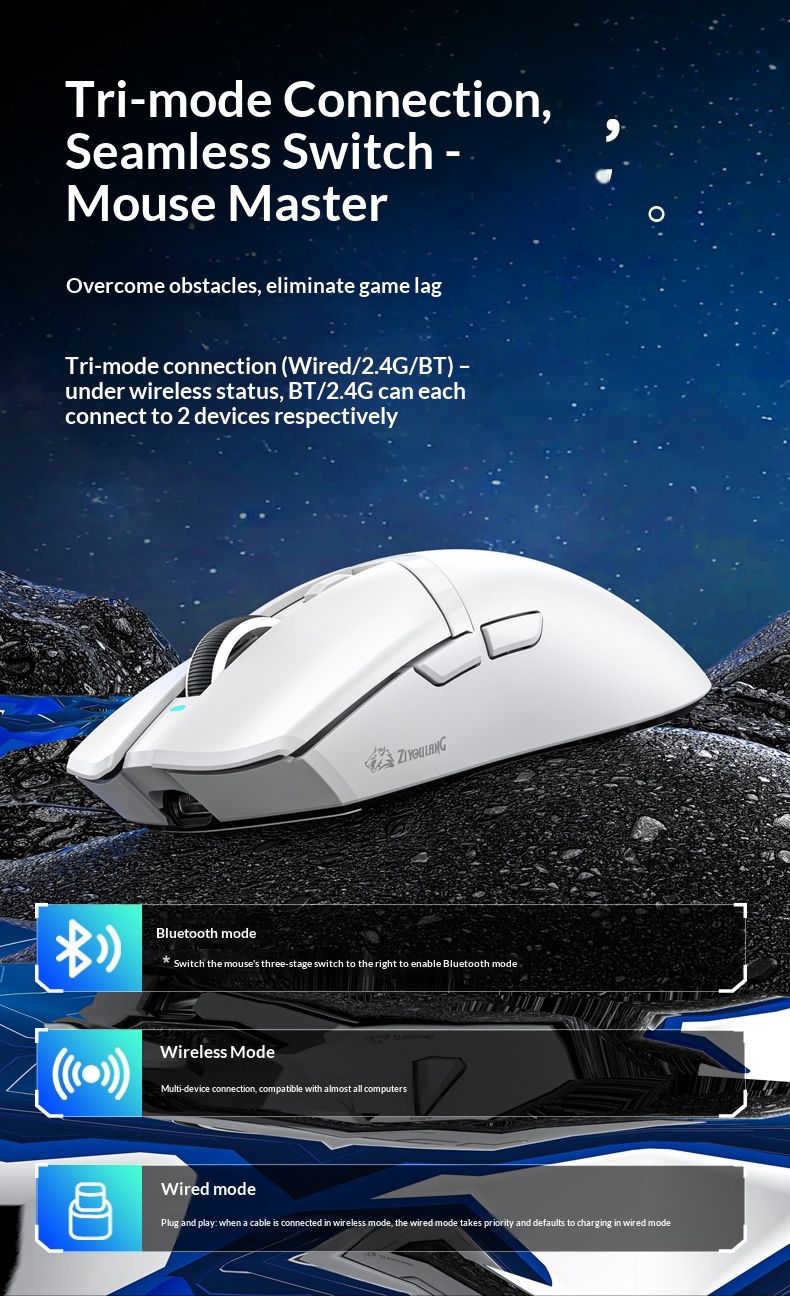 Digitex Free Wolf X2 Lightweight PAW3311 draadloze Bluetooth gamingmuis met drie modi en oplaadstation met RGB-verlichting_voghion.com