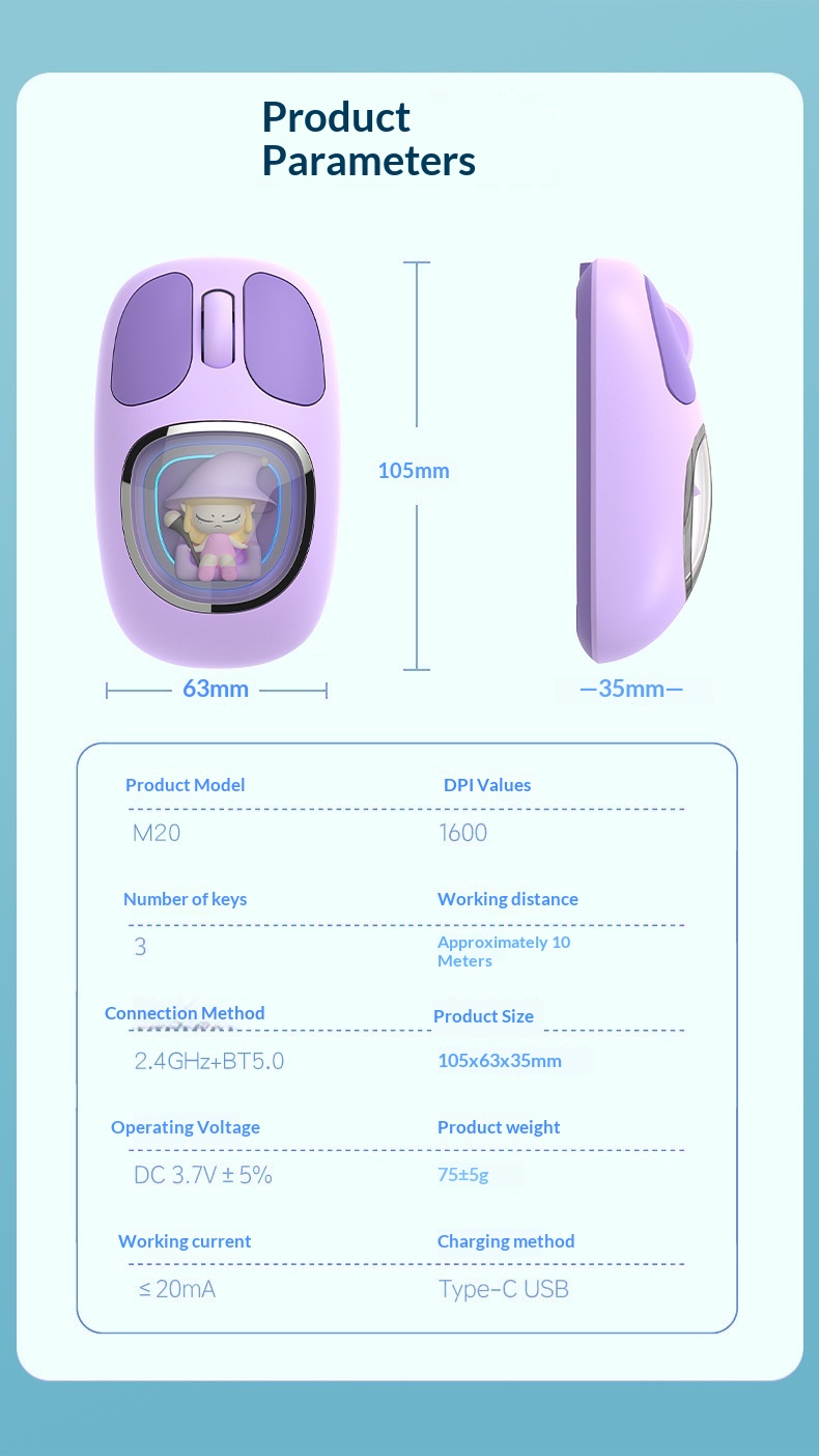 Digitex Digitex Girls Mouse Silent Office Computer Notebook Rechargeable Game Bluetooth Mobile Phone Tablet Wireless Dual Mode_voghion.com