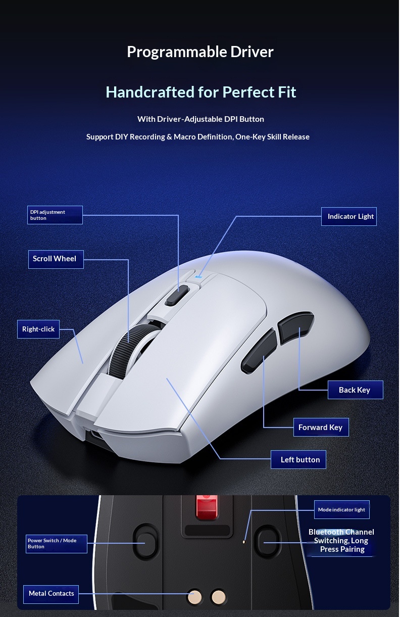 Digitex Digitex Wolf Spider SC380 Wireless Bluetooth Three-Mode Mouse Gaming Lightweight RGB Programmable Laptop Desktop Rechargeable_voghion.com