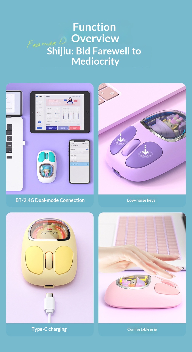 Digitex Digitex Girls Mouse Silent Office Computer Notebook Rechargeable Game Bluetooth Mobile Phone Tablet Wireless Dual Mode_voghion.com