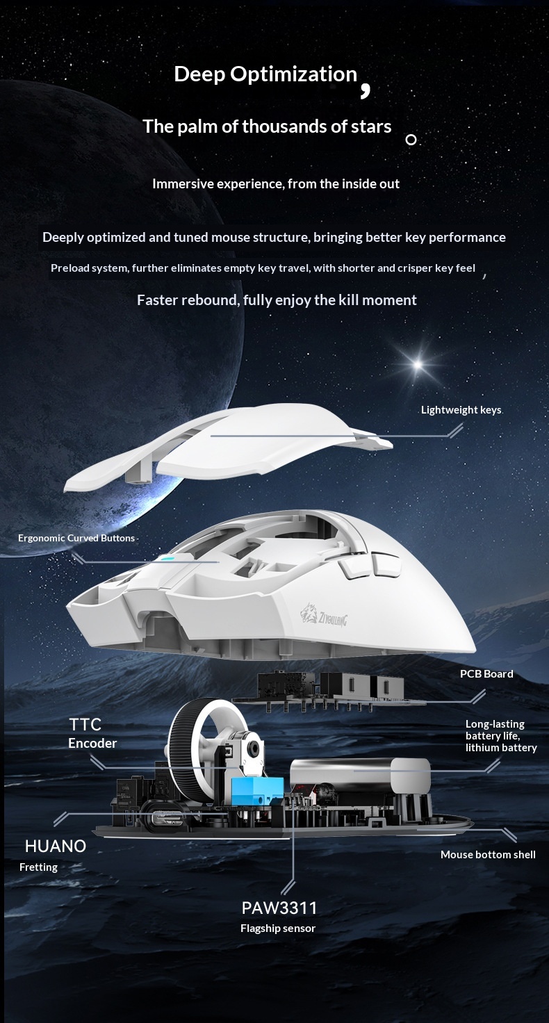 Digitex Free Wolf X2 Lightweight PAW3311 draadloze Bluetooth gamingmuis met drie modi en oplaadstation met RGB-verlichting_voghion.com