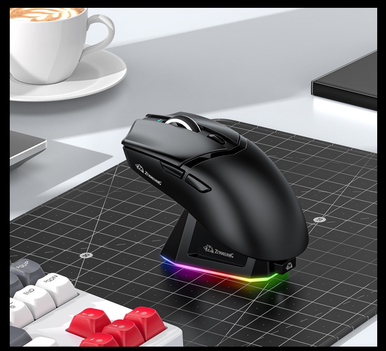 Digitex Free Wolf X2 Lightweight PAW3311 draadloze Bluetooth gamingmuis met drie modi en oplaadstation met RGB-verlichting_voghion.com