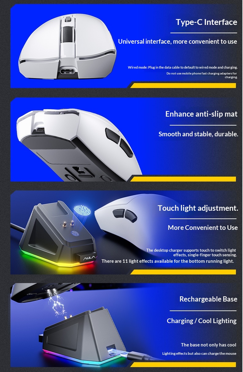 Digitex Digitex Wolf Spider SC380 Wireless Bluetooth Three-Mode Mouse Gaming Lightweight RGB Programmable Laptop Desktop Rechargeable_voghion.com