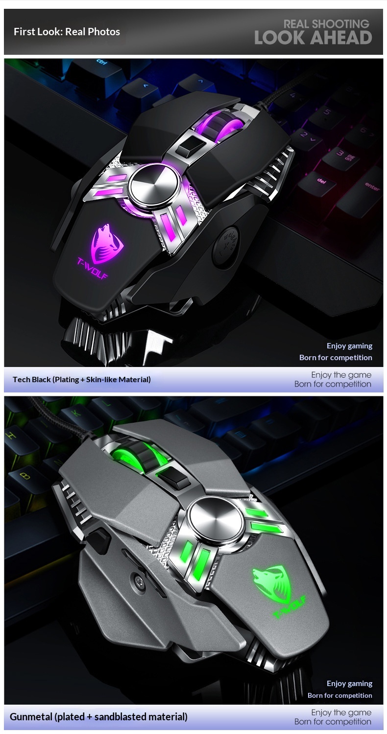 Digitex Digitex Thunderwolf V10 Luminous Weighted Gaming Desktop USB Wired Mouse Ro Definition_voghion.com