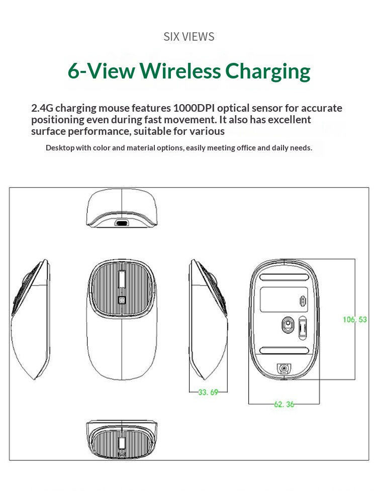 Digitex 125 Auflösung, wiederaufladbare, kabellose 2,4-GHz-Maus mit USB-C-Anschluss, ergonomisch und leise fürs Büro_voghion.com