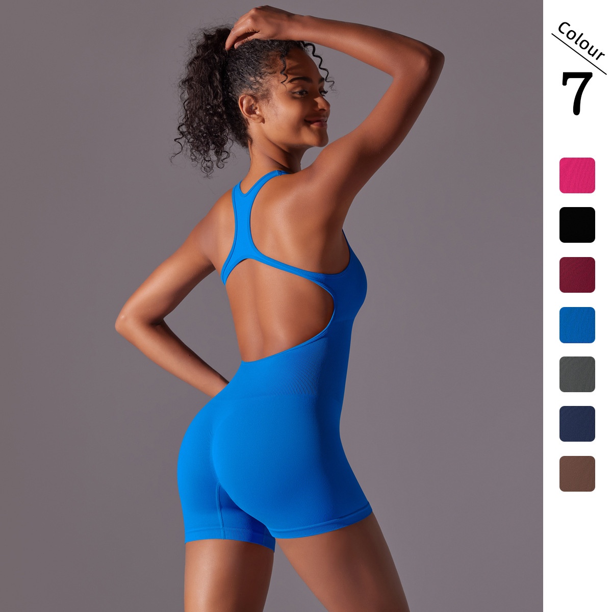 New European And American Style Tight-Fitting Solid Color Bodysuit With Beautiful Back Seamless Breathable One-Piece_voghion.com