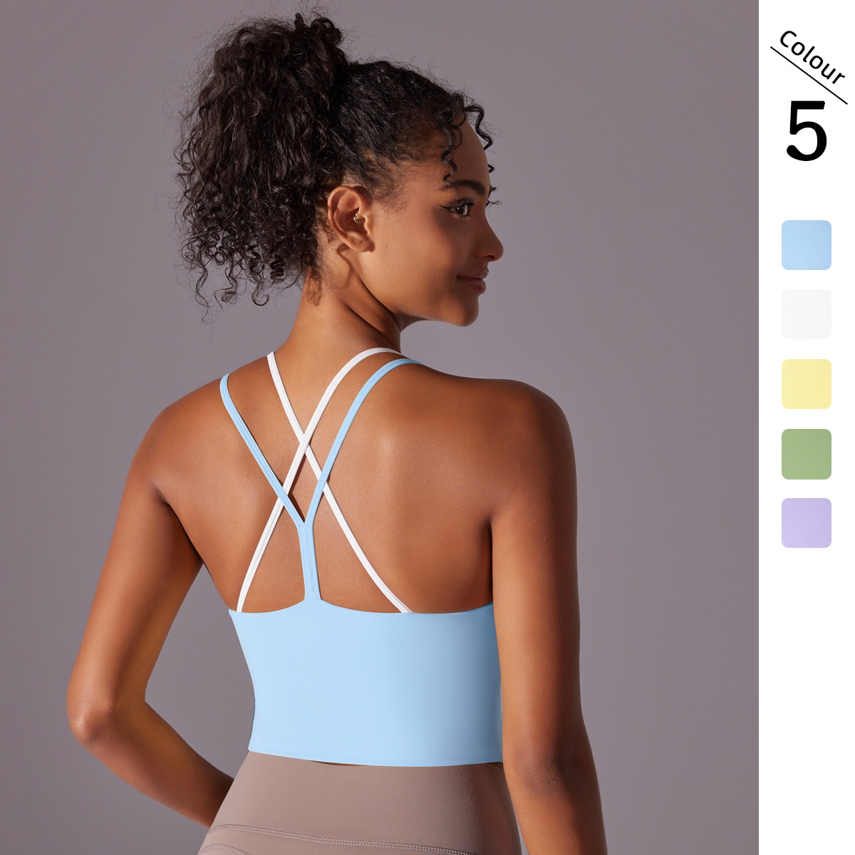 New Solid Color Beautiful Back Double Layer Cross Double-Sided Nylon Brushed Sports Bra Running Fitness Yoga Top For_voghion.com