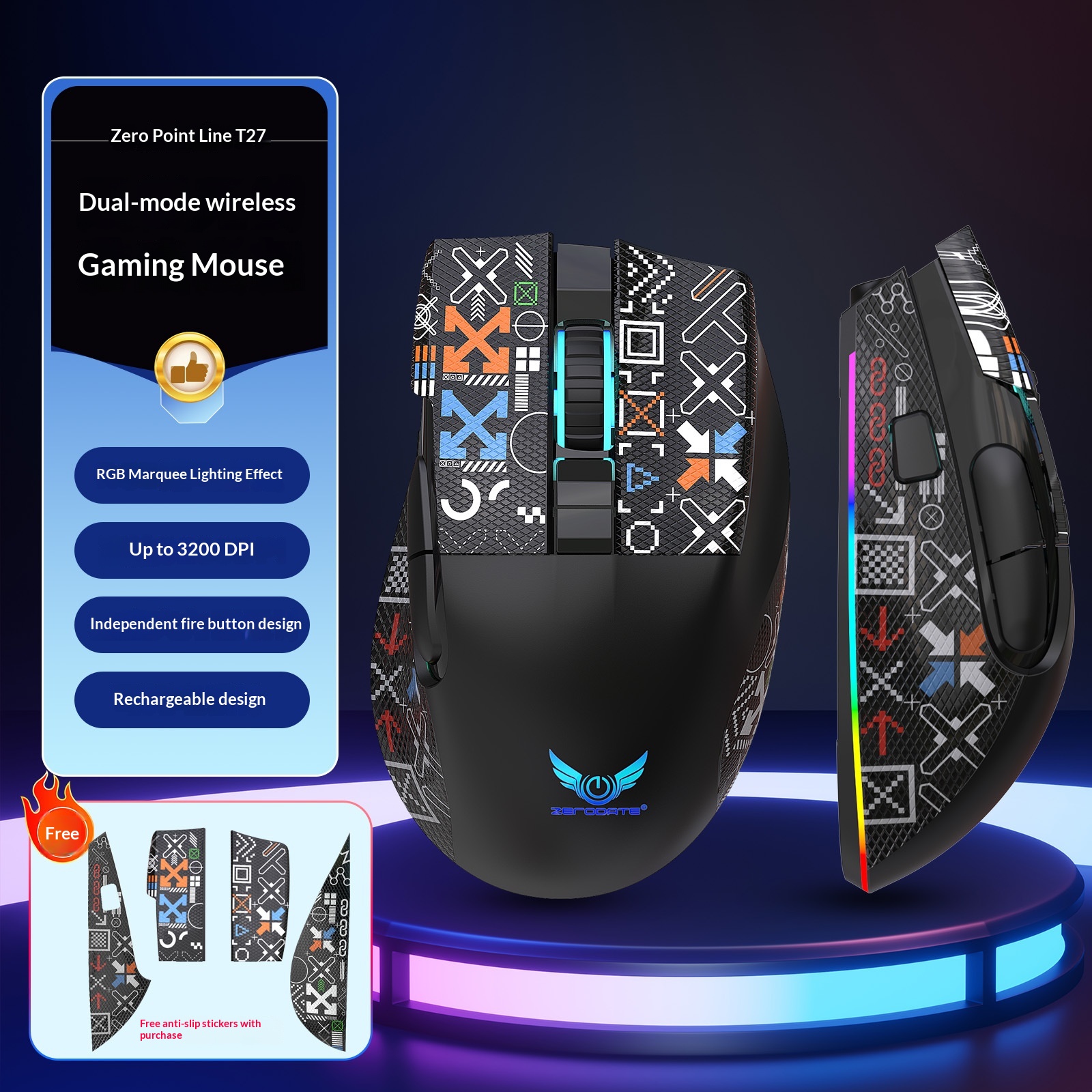 Digitex Digitex Source Factory Wireless con base di ricarica, 7 pulsanti, supporto per ufficio, dropshipping disponibile, mouse da gioco transfrontaliero_voghion.com