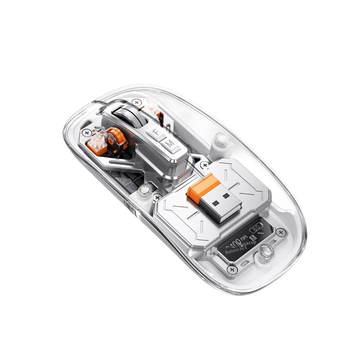 Ratón Digitex M135 con pantalla inteligente, transparente, de aleación, inalámbrico, Bluetooth, tres modos, para armar uno mismo._voghion.com