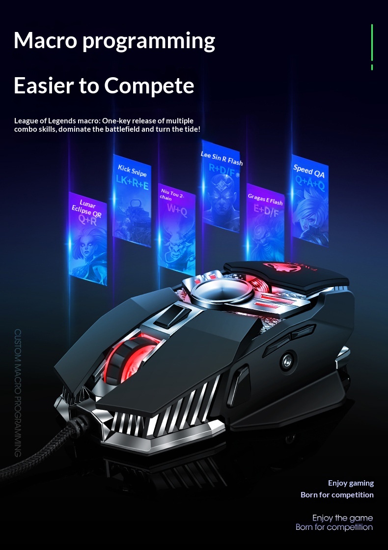 Digitex Digitex Thunderwolf V10 Luminous Weighted Gaming Desktop USB Wired Mouse Ro Definition_voghion.com