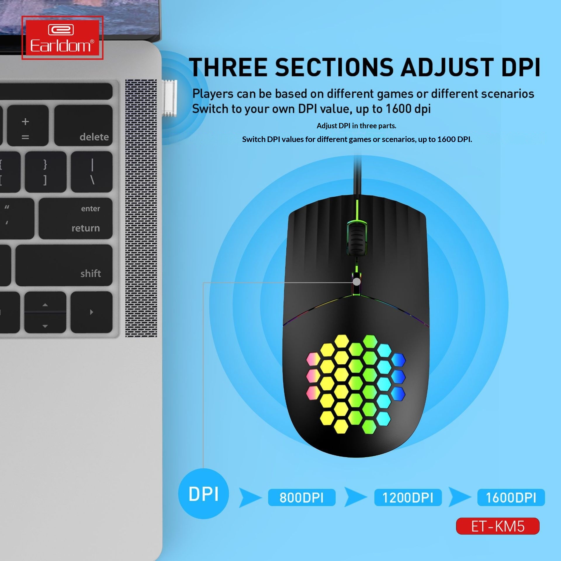 Mouse per computer da gioco portatile ultraleggero cablato Digitex Earldom Hole_voghion.com