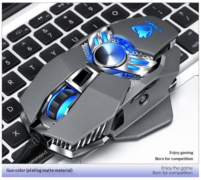 Digitex Digitex Thunderwolf V10 Luminous Weighted Gaming Desktop USB Wired Mouse Ro Definition_voghion.com