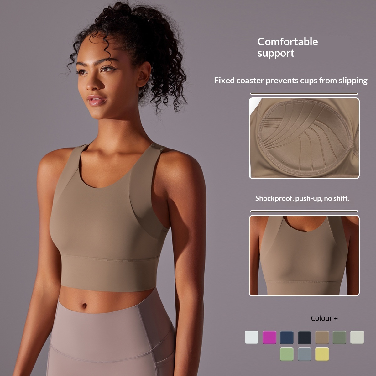 Fixed Cup Integrated Vest Gather Curve Sports Slimming Beautiful Back Fitness Yoga Top Bra For Women_voghion.com