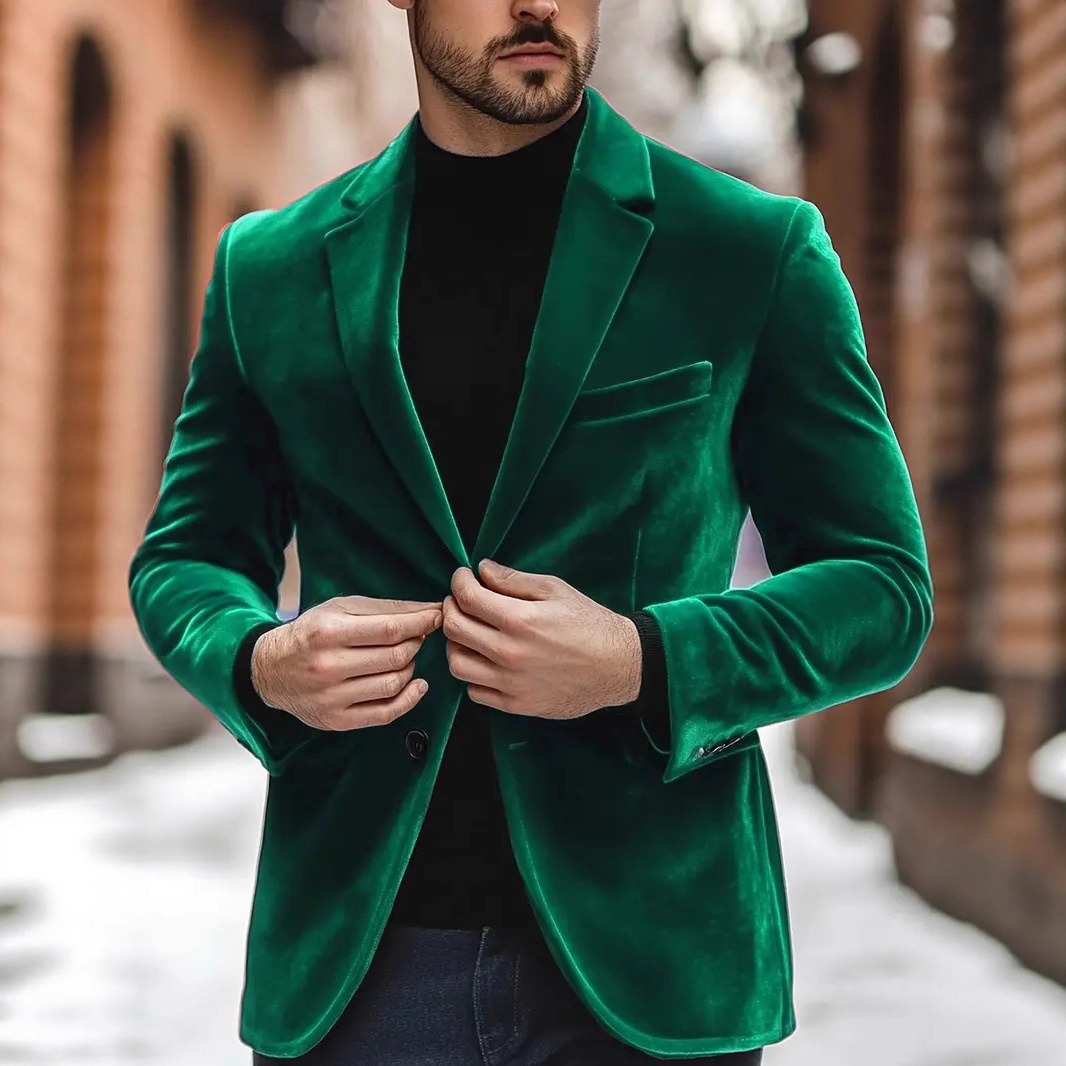 Chaqueta de terciopelo europea y americana para hombre, traje formal ajustado para banquete de boda, comercio exterior transfronterizo, venta al por mayor_voghion.com
