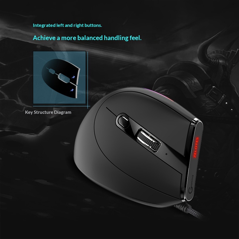 Digitex Digitex ZELOTES Master T50 RGB Dikey Kavrama Ergonomik Programlama Oyun Kablolu Fare Dizüstü Bilgisayar İçin_voghion.com