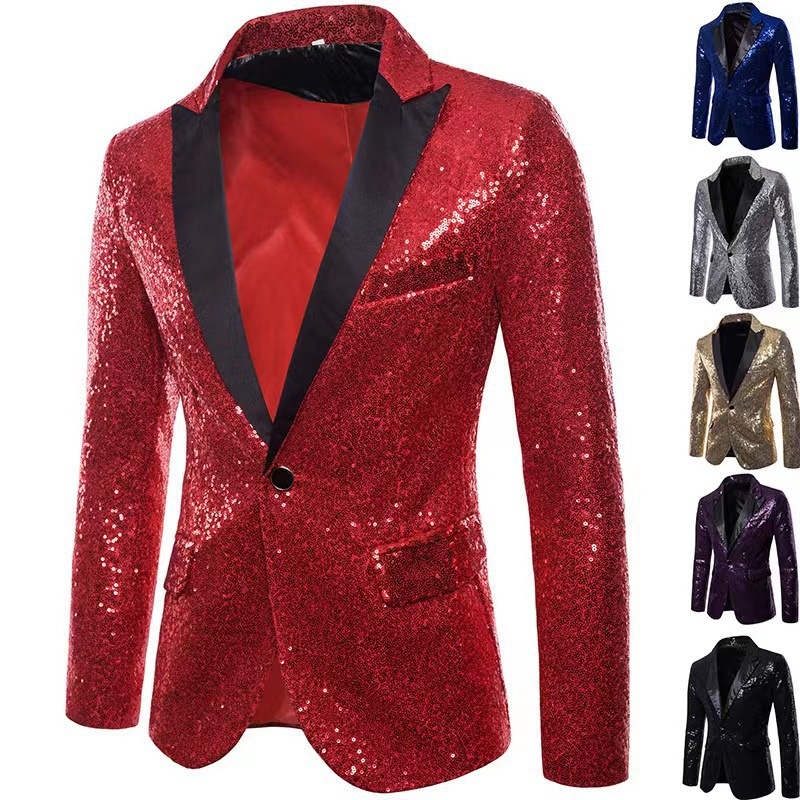 boy Wholesale Men's Casual Nightclub Style Sequin Suit European And American Performance Costume Export Cross-Border Plus_voghion.com