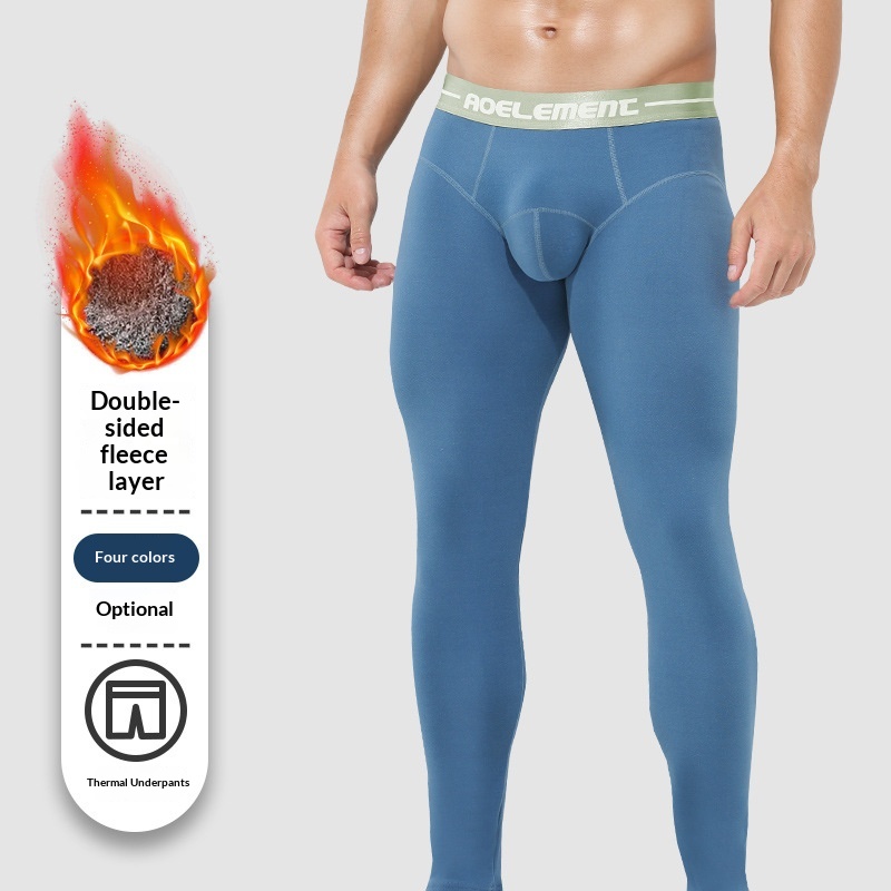 Personality.1 Winter Thermal Underwear For Men, Single Piece Thickened Fleece Warm Tight-Fitting Liner Base Layer Long Pants, Cotton_voghion.com