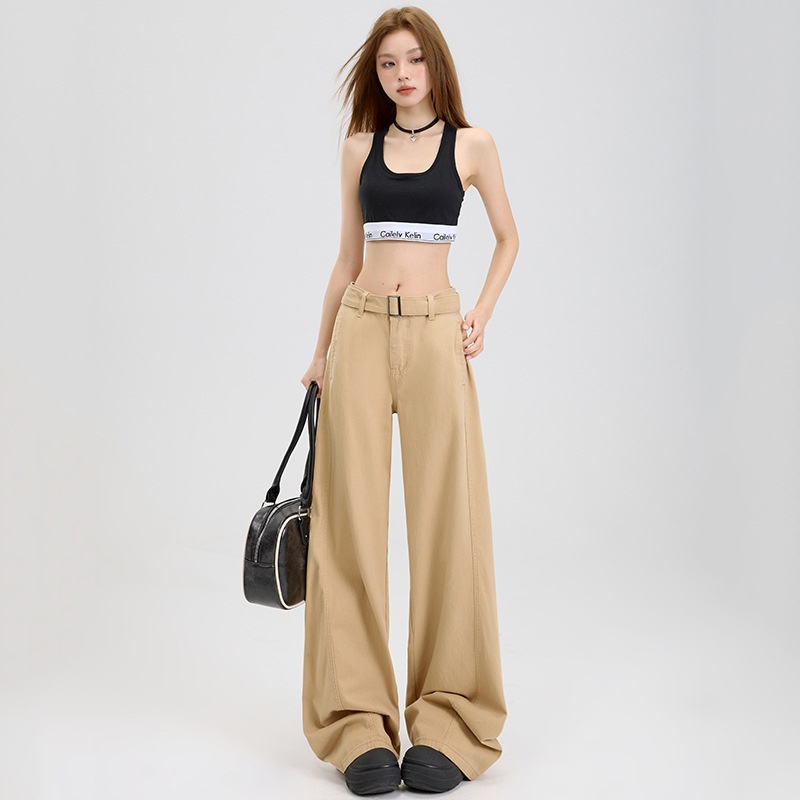 girl American High Street Jeans High-Waisted Wide-Leg For Women Spring Lazy Loose Draped Straight-Leg Floor-Length Pants_voghion.com