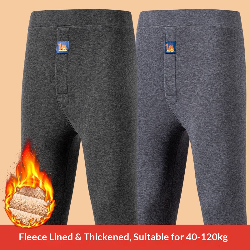 Personality.1 Men's Plus Fleece-Lined Camel Wool Thermal High-Waist Winter Stretch Thickened Base Layer Pants Cold-Proof_voghion.com